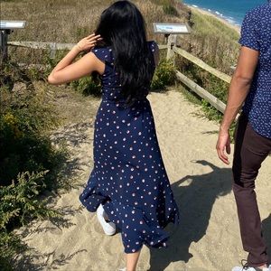 MAX STUDIO navy blue wrap dress